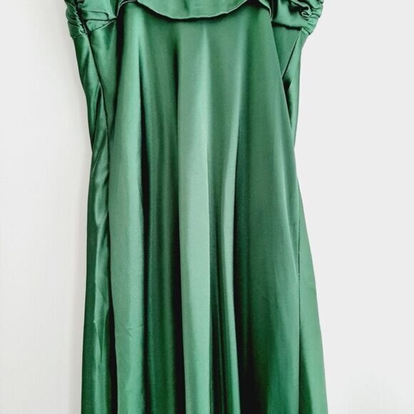 MARINA | Satin Empire Waist Front Drape Maxi Dress Green Sz 6 - Picture 11 of 16
